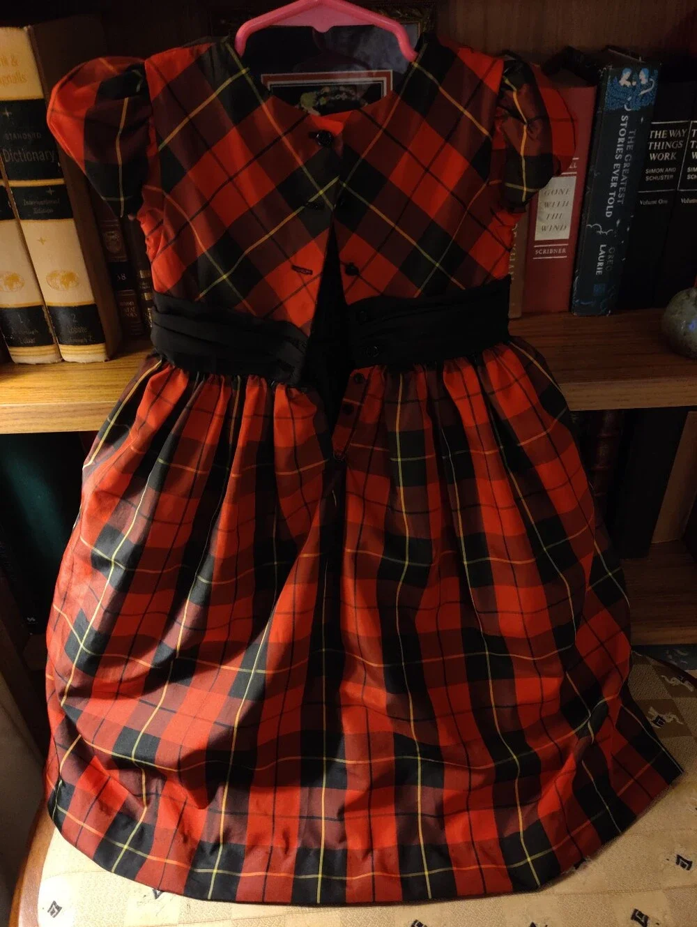 Ralph Lauren Girls Red Black Plaid Fit Flare Dress Christmas Holiday Kids Size 5